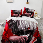 3D-prinditud Anime Tokyo Ghoul Kaneki Ken Voodipesu komplekt, Tokyo Ghoul Tekikate Voodikomplekt Tekikate Padjap&uuml;&uuml;r Tekikott king Queen 135x200cm 2pcs