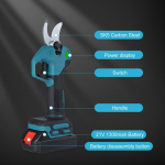 Harjadeta elektrilised oksak&auml;&auml;rid koos 2 tk 21V 1300mah akuga kaasaskantavad LCD-ekraaniga oksak&auml;&auml;rid EU PLUG sinine
