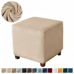 Velvet ruudukujuline Ottomani kate Stretch Magamistoa Jalakate Slipcover Elutoa Taburetis Kaanid Pestav M&ouml;&ouml;blikaitse 3 Suurus S stool Cover 1pc