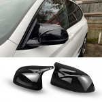 2PCS/Set Mirror Cover Cap Carbon Fiber Replacement AN Horn Rearview Mirror Housing For BMW Series x3 x4 x5 G01 G02 G05 Bright black