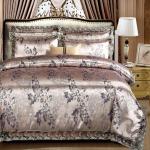 Euroopa Satiin Jacquard voodipesukomplekt - pitsiga &auml;&auml;ristatud, 4-osaline komplekt 1.8m Bed 4-Piece Set Quilt Cover 200*230