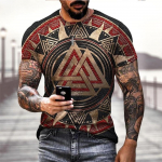 Viking Tattoo 3D-printimine T-s&auml;rk Meeste mood Street Hip Hop Viking mustriga l&uuml;hikeste varrukatega topid Naljakad Naiste Laste T-s&auml;rk Suvi S