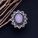 Rose Quartz Handmade 925 Sterling Silver Jewelry Ring Size 11.5 m2t77