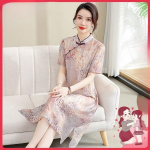 Moekas salendav kleit keskealistele naistele, avar t&scaron;ongsam suvekleit, elegantne ja stiilne XL lilla