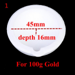 K&otilde;rge temperatuuriga kvartsist r&auml;nidioksiidi sulav tiigel kullast h&otilde;bedast ehtet&ouml;&ouml;riista jaoks 1(100g)