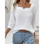 YYFS Naiste mood vabaaja suvekevadine &uuml;hev&auml;rviline print 3/4 varrukatega V-kaelusega pluusid ja s&auml;rgid S