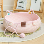 Cat Bed Basket Scratcher Lounging Pet Accessories Easy to Clean Cute with Teasing Ball Rest S