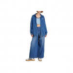 Adidas Originals Adicolor Denim Adilenium 3-Triibuline Treeningjakk Mugav Moodne Trendikas Lihtne Spordist Denims&auml;rk Naistele tops JY2896 L