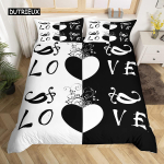 Paaridele Kaasaegne Tekikott Queen 220x240 260x240 Kroon Voodipesukomplekt Must Valge Voodikate Kahele Voodile 2 tk T&auml;iskasvanute Magamistoakomplekt EU single(135x200cm)