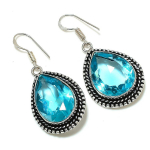 Natural Blue Topaz Gemstone Handmade 925 Sterling Silver Gift Earring 1.97 y4t65