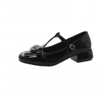 2024. aasta uus mood, kuum m&uuml;&uuml;k kivikiviga kaunistatud kandilise varbaga naiste kingad paksu kontsaga mugavad &uuml;hev&auml;rvilised naiste kingad 40