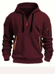 Meeste vabaaja sportlik lukuga kapuutsiga pusa taskuga varrukal - S&uuml;gis/Talv Pullover Pealmine 3XL must