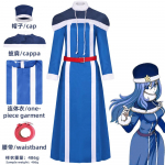 Anime Fairy 100 Years Quest Juvia Lockse Cosplay Kost&uuml;&uuml;m Halloweeni Karnivali Peo T&auml;iskasvanud Sinine Kleit V&ouml;&ouml;d Minikate Naisele M 45-50kg beež
