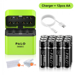 PALO 3400mWh Li-ion 1,5V AA ja AAA laetavad patareid koos 8-kanalilise magnetilise klapplaadijaga 1,5V 2A 3A liitiumpatareide jaoks 12AAbattery 1charger