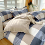 Ruuduline Triibuline Voodilina Tekikate Twill Paksenenud Tekikate Voodipesu Tekikate Kolmeosaline Voodilinasari 1.2m bed three-piece set white