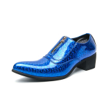 Mood Mood Meeste Pulmakleit Lakknahast Kingad Mees Kuld Sinine Must Ballipidu Punk Rock Koju Tulek Oxfords Jalatsid Zapatos Hombre 44 blue