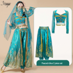 Printsess Jasmiini k&otilde;hutantsu kost&uuml;&uuml;m - Eksootiline India stiilis esinemiskomplekt t&auml;iskasvanutele Medium