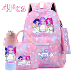 4 tk/komplekt KPOP tr&uuml;kitud seljakott k&auml;ekott pliiatsikott koos 750 ml veepudeliga teismelisele poisile t&uuml;drukule suure mahutavusega raamatukott koolikott joogitops