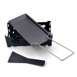 Mini juustuga raclette-k&uuml;&uuml;nlad mittenakkuva kattega spaatliga, k&uuml;psetuskomplekt, soojendusega k&uuml;psetusplaat, kokkupandav k&auml;epide, mittenakkuva juustu komplekt Wooden handle