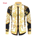 Luksuslik kuninglik s&auml;rk Meeste vabaaja Slim Fit pikkade varrukatega meeste Paisley Print s&auml;rk balli peos&auml;rk XL must