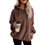 Naiste fuzzy Sherpa dressipluus kohev pullover, kapuuts, vaba fliisist džemper igap&auml;evaseks v&auml;litegevuseks S hall