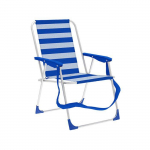 Chaise Pliante - Marbueno - Rayures Bleu Blanc - Aluminium - Pliable - 1 place valge