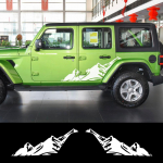2 TK Snow Mountaini autoukse k&uuml;lgmiste kleebiste Jeep Wrangler JK TJ JL Trail Hawk Rubicon Graphics vin&uuml;&uuml;lkleebised Glossy Black