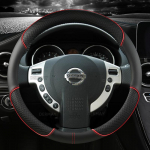 for Nissan March K10 K11 K12 K13 K14 Micra Car Steering Wheel Cover PU Leather Auto Accessories D shape Beige