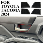 Carbon fiber style inner door handle bowl cover trims for Toyota Tacoma 2024+