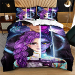 KPop D-Demon Hunters Voodipesukomplekt &Uuml;hekohaline Halloweeni Kost&uuml;&uuml;m Voodipesukomplekt - 2-3 Osaline Tekk Tekikott Padjap&uuml;&uuml;rid US Twin(172x218cm)