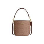 COACH City Bucket 17 K&auml;ekott Retro muster metallist logoga K&auml;ekott V&auml;ike suurus Naiste stiil Pruun Basic Set+Black Counter Gift Box parkkoor
