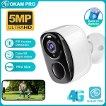 OKAM PRO APP 4G Kaamera HD 5MP 130&deg; Lainurkobjektiiv 5000mAh Aku Kaamera V&auml;listingimustesse IP66 Veekindel IP CCTV V&auml;rviline &Ouml;&ouml;n&auml;gemine camera