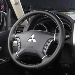 for Mitsubishi Pajero 2007-2014 Galant 2008-2012 Hand-Stitched Black Leather carbon fibre Car Steering Wheel Cover style 2