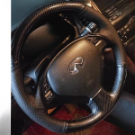 for Infiniti G25 G35 G37 X30 EX35 EX37 Q40 Q60 QX50 2008-2018 Hand-stitched black Leather Carbon Fiber Car Steering Wheel Cover 1