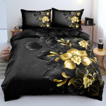 3D Disain Lilled Tekikottide komplektid Voodipesud Voodipesukomplekt Teki-/lohutuskatted Padjap&uuml;&uuml;rid 220x240 Suurus Must Kodutekstiil EU Single(135*200cm)3pcs
