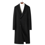 S&uuml;gis ja Talv Uus Villane Mantel Meeste Klassikaline Pikk Kahe n&ouml;&ouml;biga Kahepoolne Villane Mantel Trenchcoat Meeste Mantel 170 must
