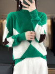 Sobiv v&auml;rviga naiste meriinovillane pullover, s&uuml;gistalvine kaelusega ka&scaron;miirkampsun, kootud pikkade varrukatega kvaliteetsed topid XXXL roheline