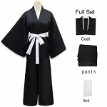 Anime Bleach Kurosaki Ichigo Cosplay Kost&uuml;&uuml;m T&auml;iskasvanud Naistele / Meestele R&otilde;ivad Must Kimono Nahkhiirevarrukas Mantel &Uuml;laosa Must P&uuml;ksid V&ouml;&ouml; Halloween Komplekt L