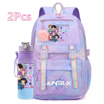 2 tk/komplekt Uus K-popi tr&uuml;kitud seljakott 750 ml veepudel Suure mahutavusega reisikott teismelisele t&uuml;drukule poisile veekindel koolikott lapse kingitus Rucksack