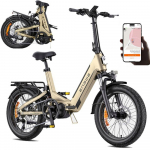 Kokkupandav elektriline jalgratas ENGWE L20 3.0 PRO, 250W mootor, 48 V 15 Ah aku, tippkiirus 25 km/h, s&otilde;iduulatus 160 kilomeetrit, 20*3.0 tollised rehvid kuld