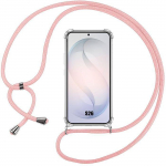 Coque pour Samsung Galaxy S26, Protection Silicone Antichoc Transparente avec Cordon Rose roosa