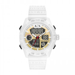ARMANI EXCHANGEAE K&auml;ekell Elektrooniline mehhanism Silikoonrihm Kuldne sihver Meeste kellad AX2961 White strap AX2961