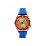SEIKO SEIKO5 Mehaaniline mehhanism Nahkrihmaga K&auml;ekell Meeste Kellad Punane Kella sihverplaat SRPF60K1 Gold Dial SRPF60K1
