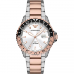 Emporio Armani Diver GMT H&otilde;bedane Kahev&auml;rviline Roosakuldne Metall Meeste Kvarts GMT Kell AR11591 h&otilde;be