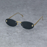 Teemantdekooriga raamita p&auml;ikeseprillid naistele Luksusbr&auml;ndi Metallraam V&auml;ikesed ovaalsed p&auml;ikeseprillid Unisex Elegantne toon UV400 P&auml;ikeseprillid no case