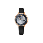 Swarovski Crystal Lake Kell Kvartsliikumine Nahkrihm Must Tihvt Elegantne Mood Must Kell Naiste kellad 5416009 Black Dial