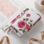 Randmepael Eemaldatav Rahakott Nahast Lillekujuline &Uuml;mbris iPhone 16 15 14 Plus 13 12 11 Pro Max XR XS Kaardipesa T&otilde;mblukuga Kate For iPhone 16Plus valge
