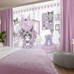 Sanrio Kuromi Seinakunst UV-kaitsega Peegelpitskardinad 100cm Lai x 108cm Pikkus Tegelane Kuromi Pestav Soojakaitsega Peegelpits (Komplekt 2) SB-672-S