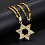 Juudi Magen Daavidi T&auml;ht Kaelakee Meestele/Naistele Bat Mitzvah Kingitus Iisrael Judaica Heebrea Ehted Hanukkah Ripats Kuldne V&auml;rv N1046D 60cm