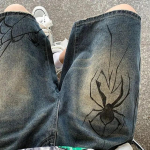 Y2K T&auml;navar&otilde;ivad P&otilde;lvp&uuml;ksid Spider &Auml;mblikuv&otilde;rk Korea Harajuku Denim Hip Hop L&uuml;hikesed P&uuml;ksid Grunge Bermuda Teksad L&uuml;hikesed p&uuml;ksid Meeste Riided XS sinine